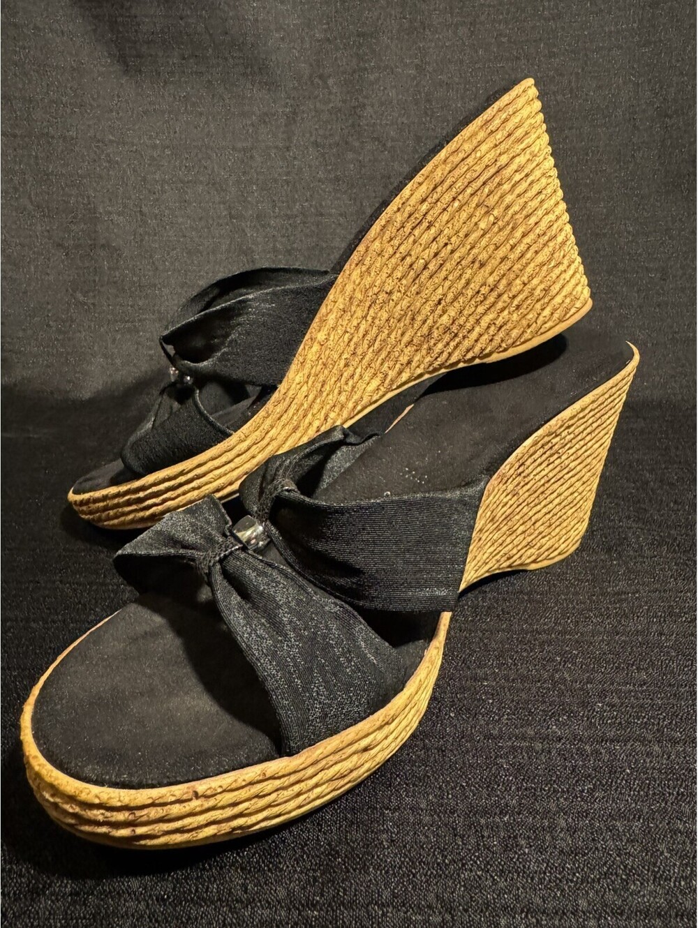 Italian Shoemakers Babe Black Wedge Slide Sandals Women’s 8M Preowned